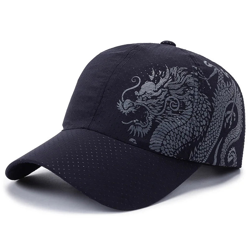Unisex Dragon Pattern Quick-Dry Sports Baseball Cap
