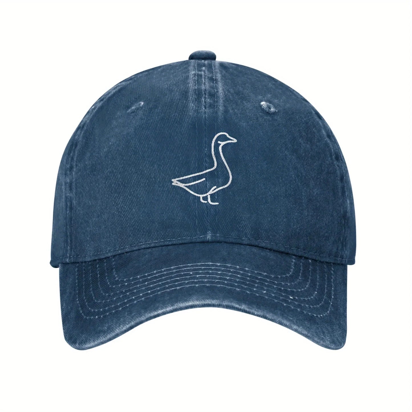 Goose Line Art Distressed Washed Baseball Cap