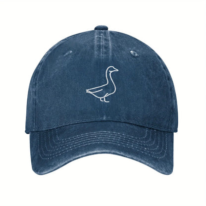 Goose Line Art Distressed Washed Baseball Cap