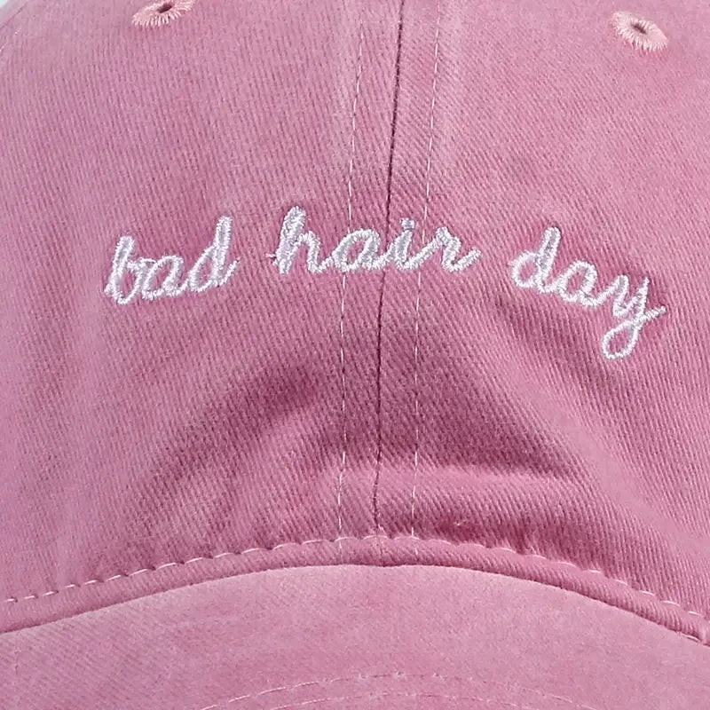 Bad Hair Day Embroidered Washed Baseball Cap