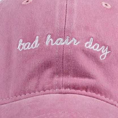 Bad Hair Day Embroidered Washed Baseball Cap