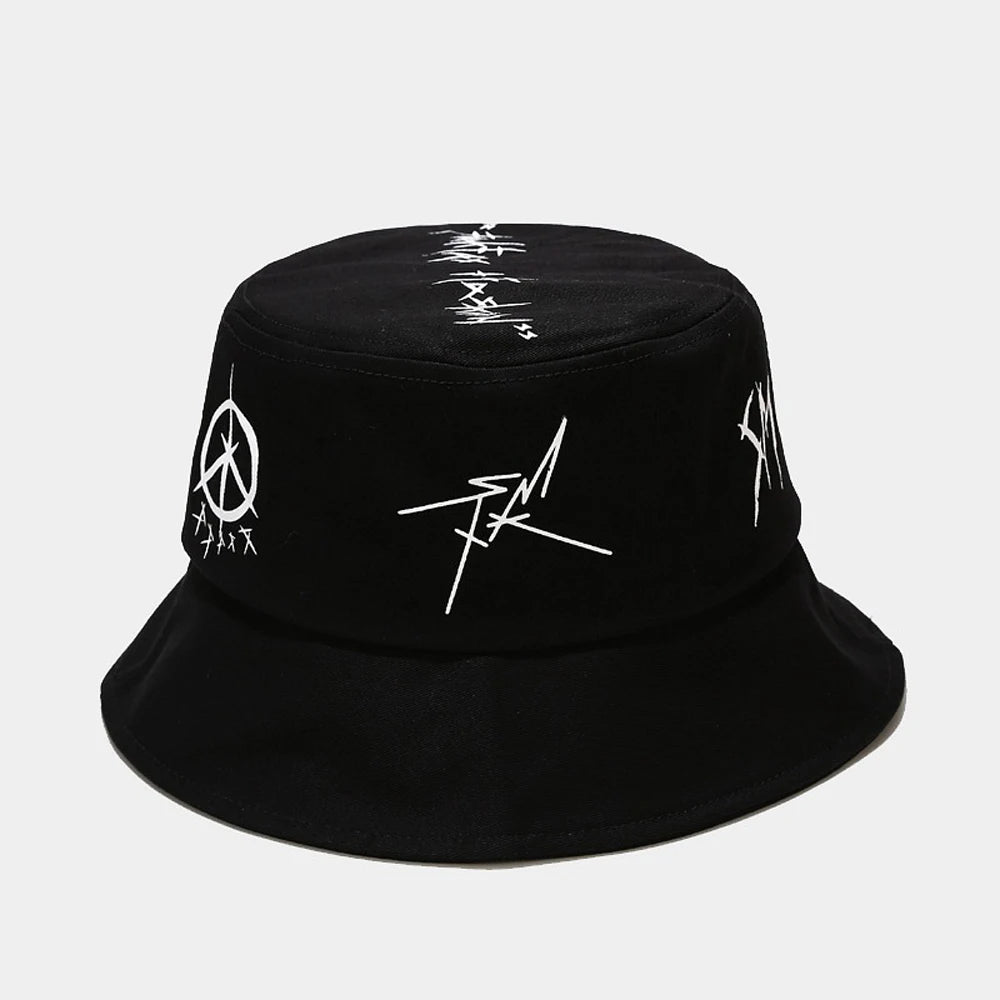 Patchwork Graffiti Cotton Bucket Hat