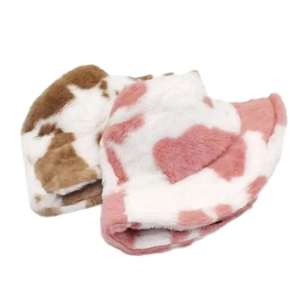 Faux Fur Cow Print Bucket Hat