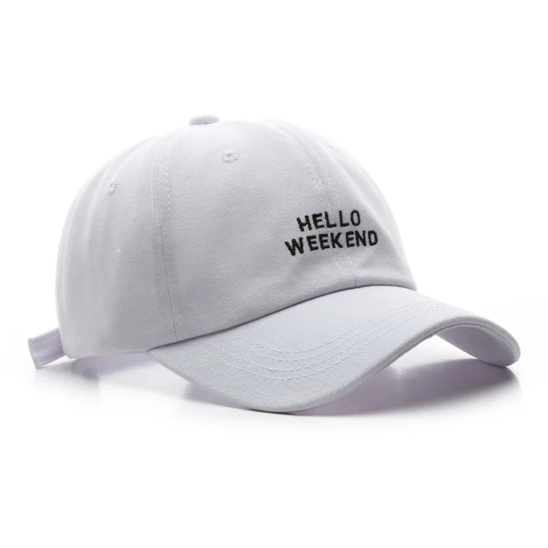 Hello Weekend Embroidered Baseball Cap
