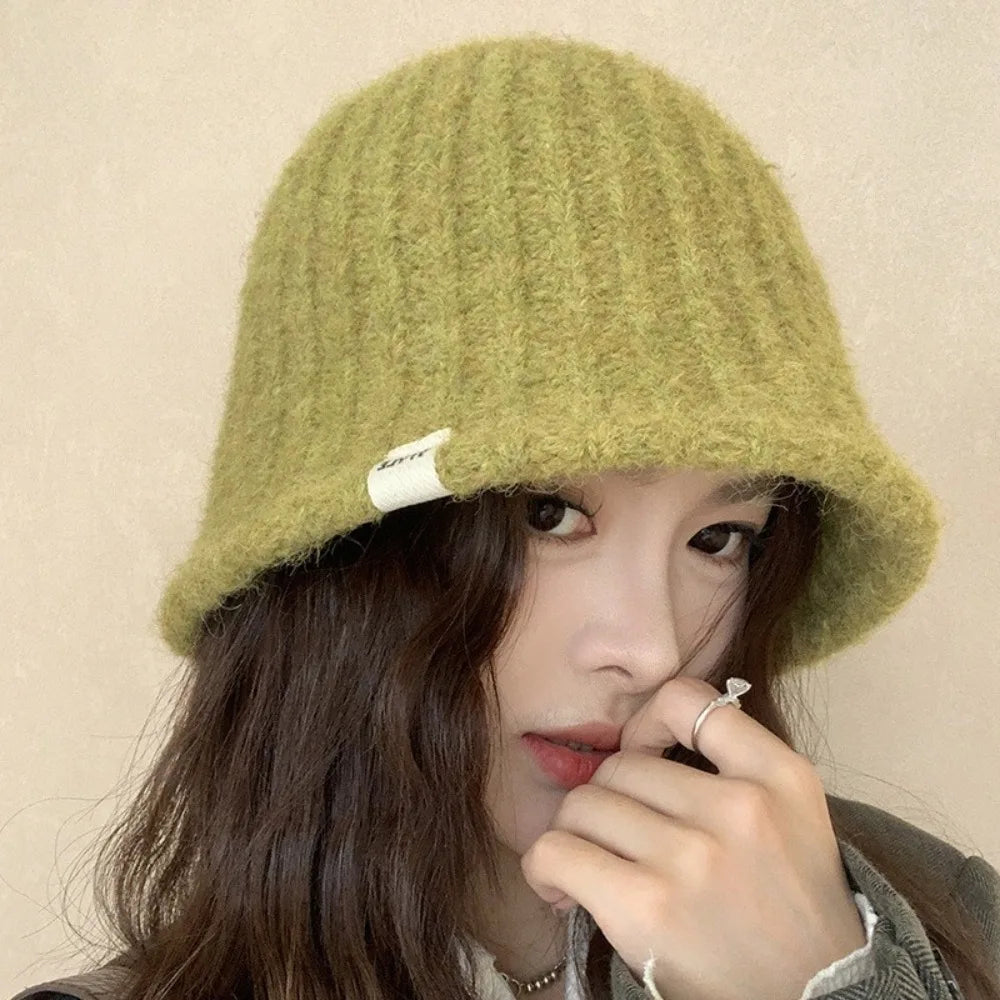 Striped Knit Big Head Bucket Hat
