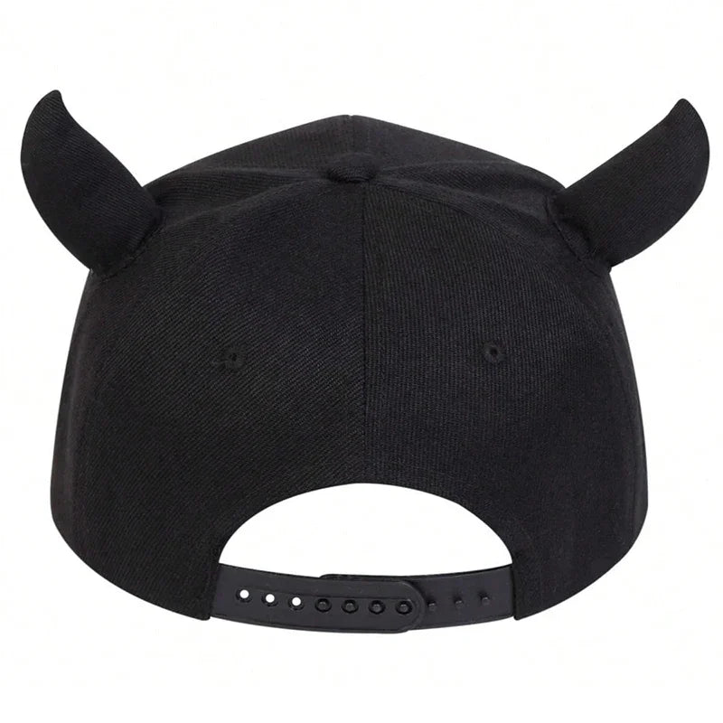 Unisex Smiling Face And Cow Horn Personality Hip-hop Hats