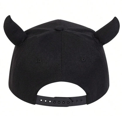 Unisex Smiling Face And Cow Horn Personality Hip-hop Hats