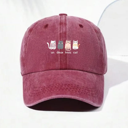 Kittens Vintage Washed Cotton Cute Streetwear Baseball Cap