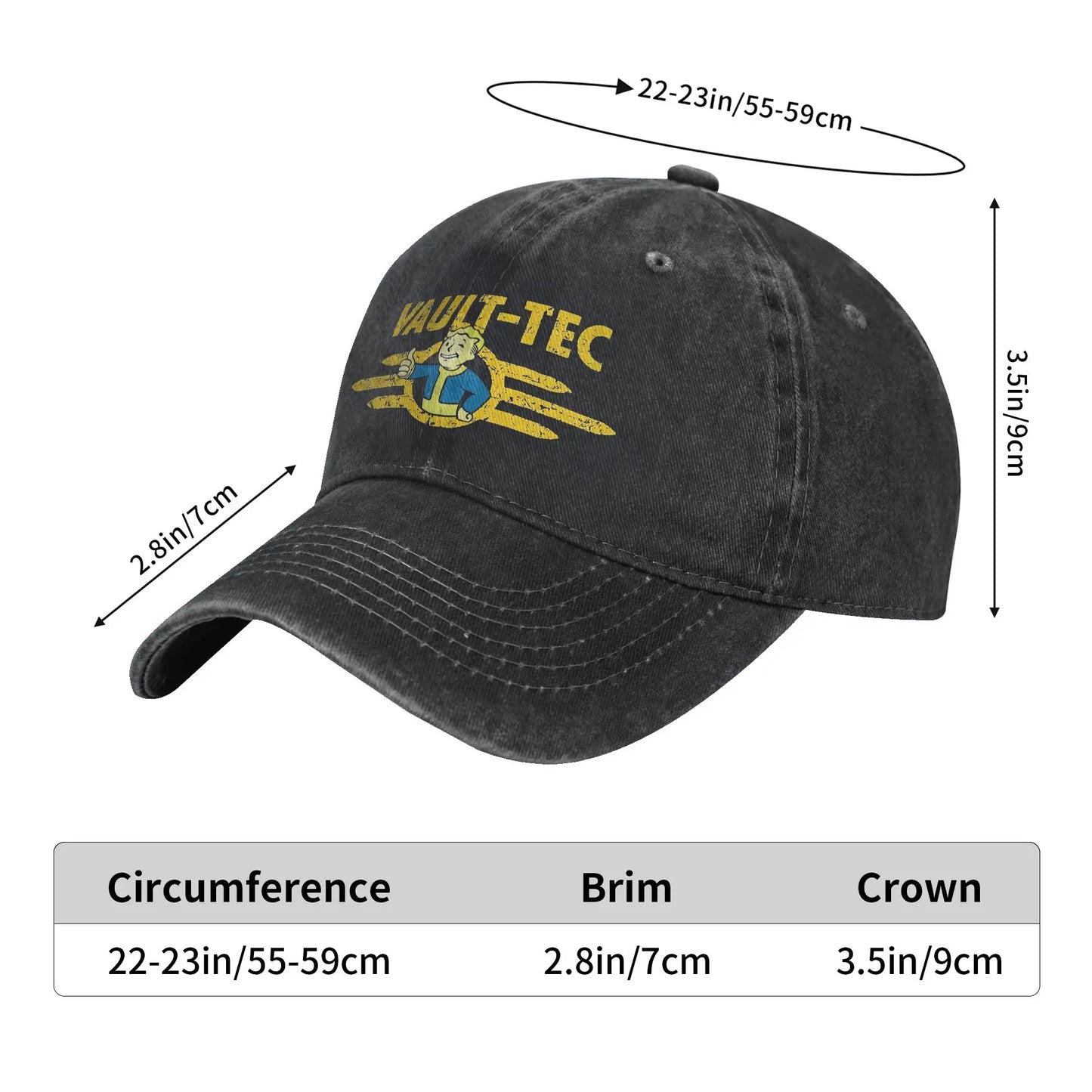 Vault Tec Distressed Denim Snapback Adjustable Baseball Cap
