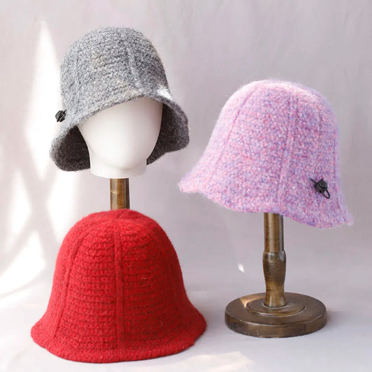 Wool Knitted Winter Bucket Hat