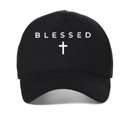 Blessed Cross Geometric Pattern Mesh Baseball Cap