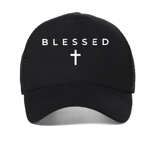 Blessed Cross Geometric Pattern Mesh Baseball Cap