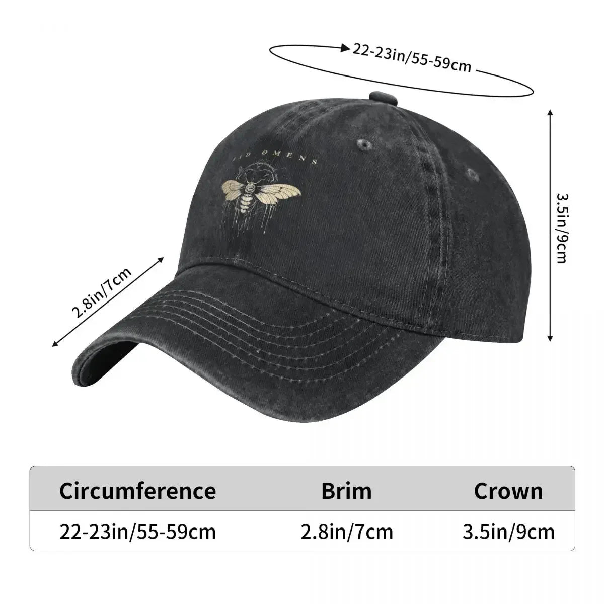 Bad Omens Moth Metal Rock Distressed Denim Baseball Cap