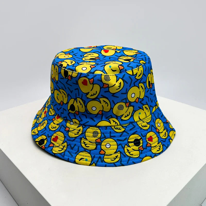 New Unisex Print Yellow Duck Bucket Hats