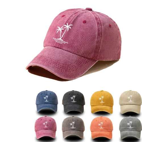 Vintage Palm Tree Washed Cotton Baseball Cap