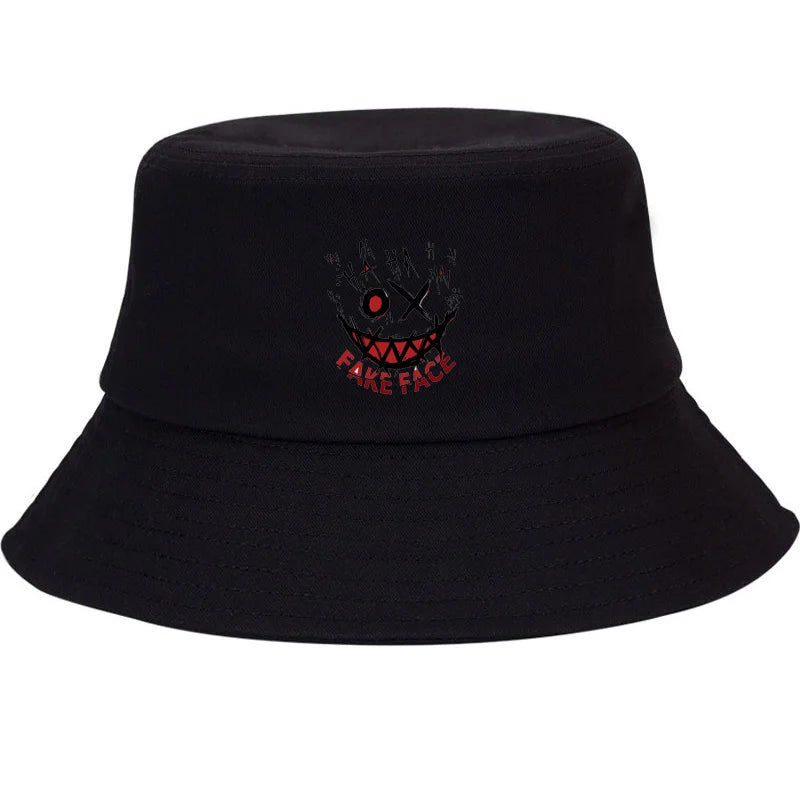 Graffiti Smiley Cotton Outdoor Bucket Hat Unisex