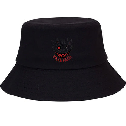Graffiti Smiley Cotton Outdoor Bucket Hat Unisex