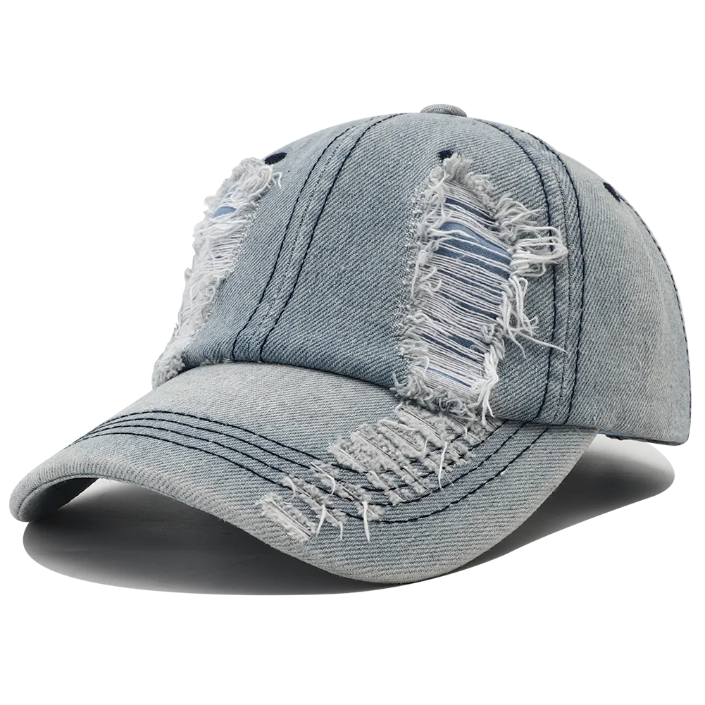 Solid Washed Denim Baseball Cap