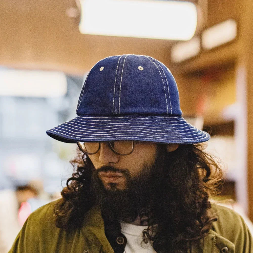 Vintage Denim Wide Brim Bucket Hat