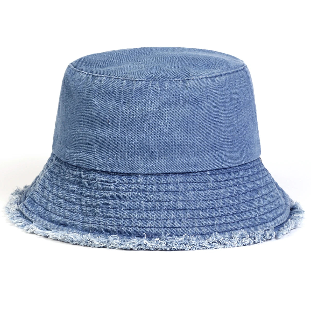 Unisex Denim Cutout Edge Casual Bucket Hat