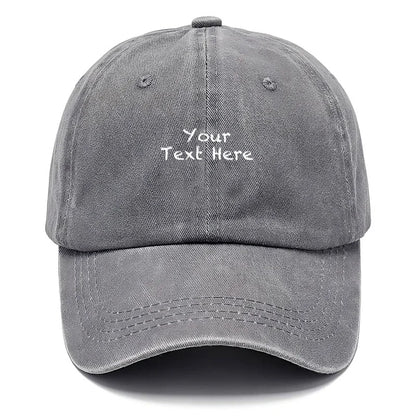 Custom Text Vintage Washed Cotton Baseball Cap