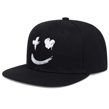 Grin Embroidery UV Protection Cotton Snapback Cap