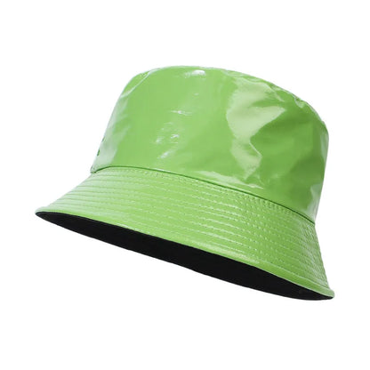 Shiny PU Leather Hip-Hop Bucket Hat
