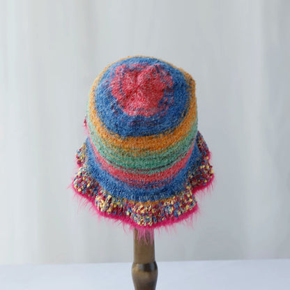 Red Crochet Fruit Knit Bucket Hat