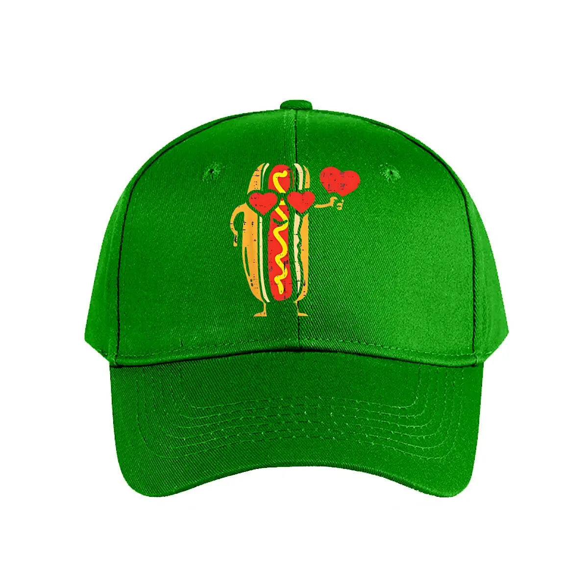 Distressed Hot Dog Heart Valentine Baseball Cap
