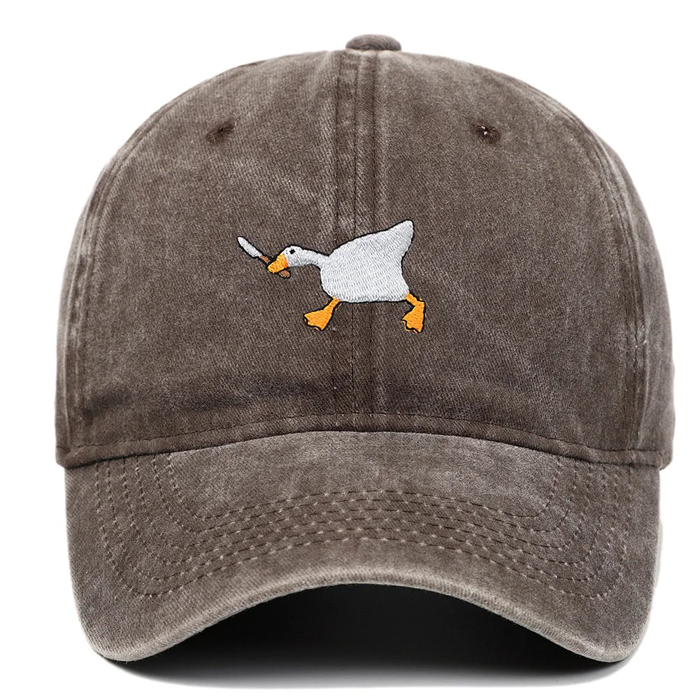 White Goose Embroidered Adjustable Baseball Cap