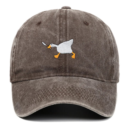 White Goose Embroidered Adjustable Baseball Cap