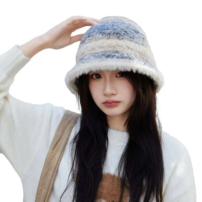 Gradient Plush Earflap Winter Bucket Hat