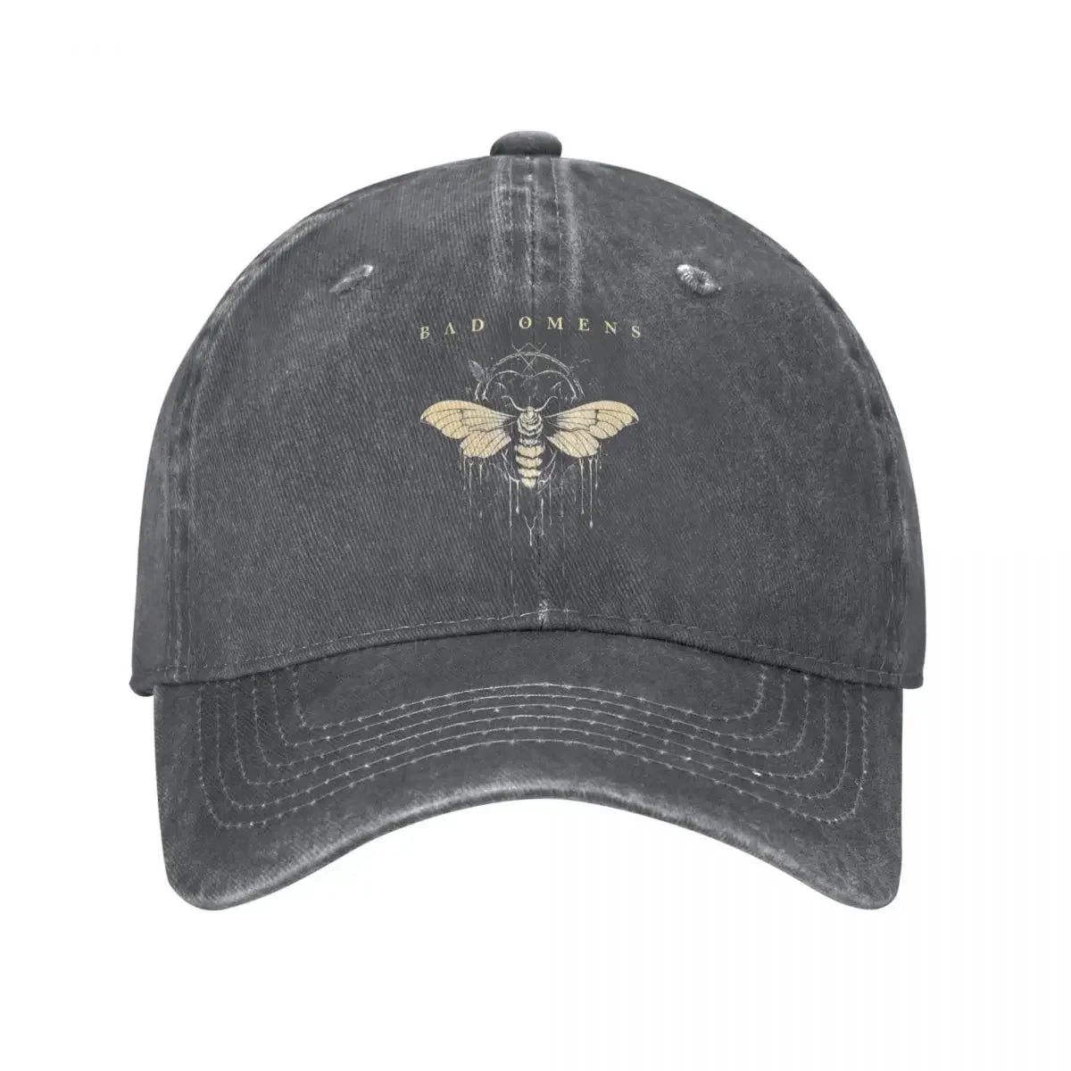 Bad Omens Moth Metal Rock Distressed Denim Baseball Cap