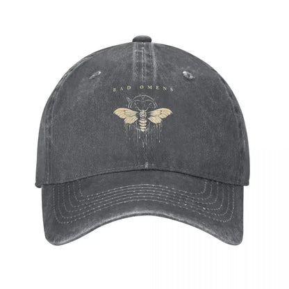 Bad Omens Moth Metal Rock Distressed Denim Baseball Cap
