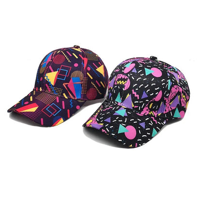Spring Polyester Graffiti Print Adjustable Unisex Baseball Cap