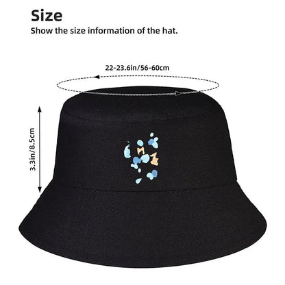 Soft Blue Orange Blob Abstract Pattern Bucket Hat