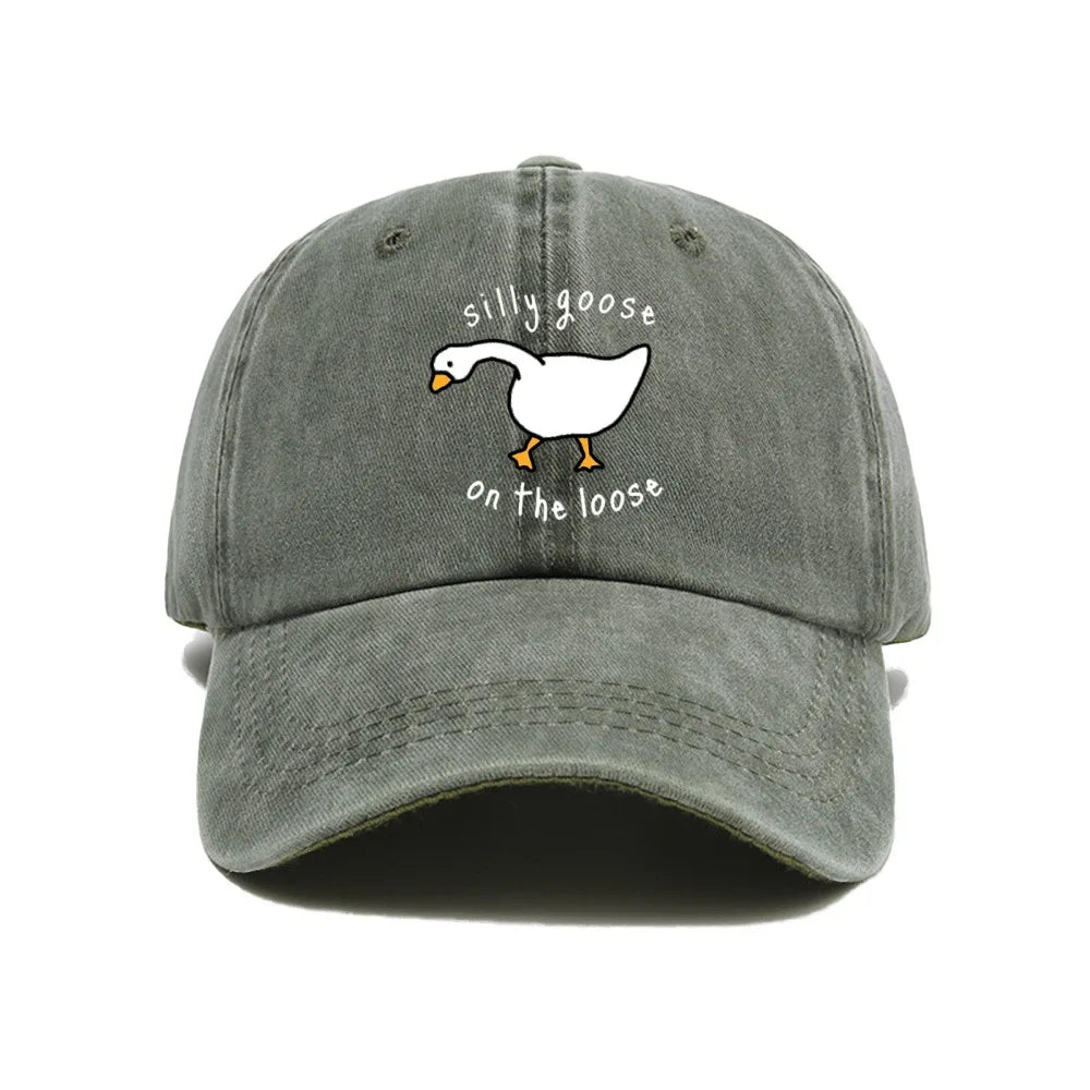 Big Goose Print Soft Top Baseball Cap