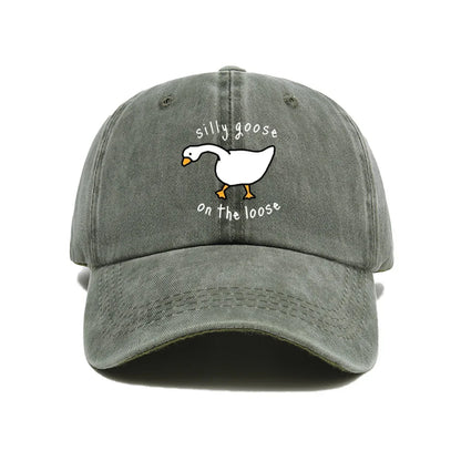 Big Goose Print Soft Top Baseball Cap
