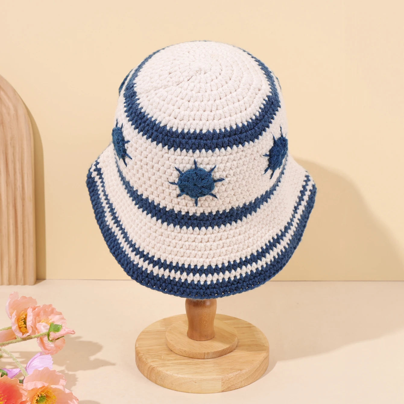 Handmade Sunflower Knitted Bucket Hat