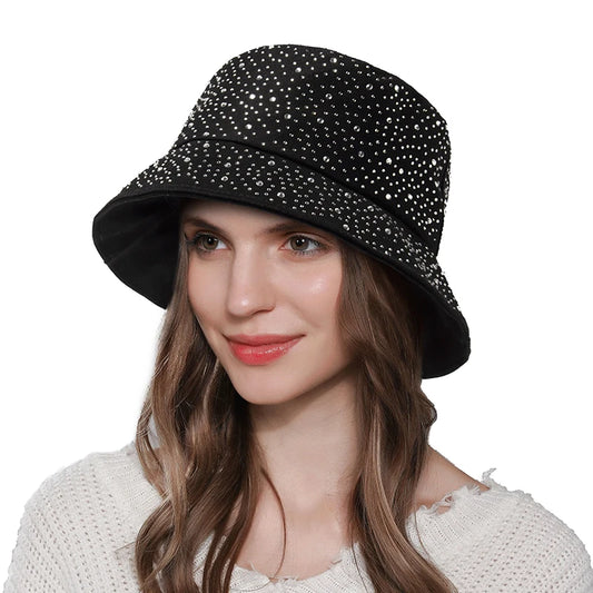Y2K Rhinestone Cotton Bucket Hat