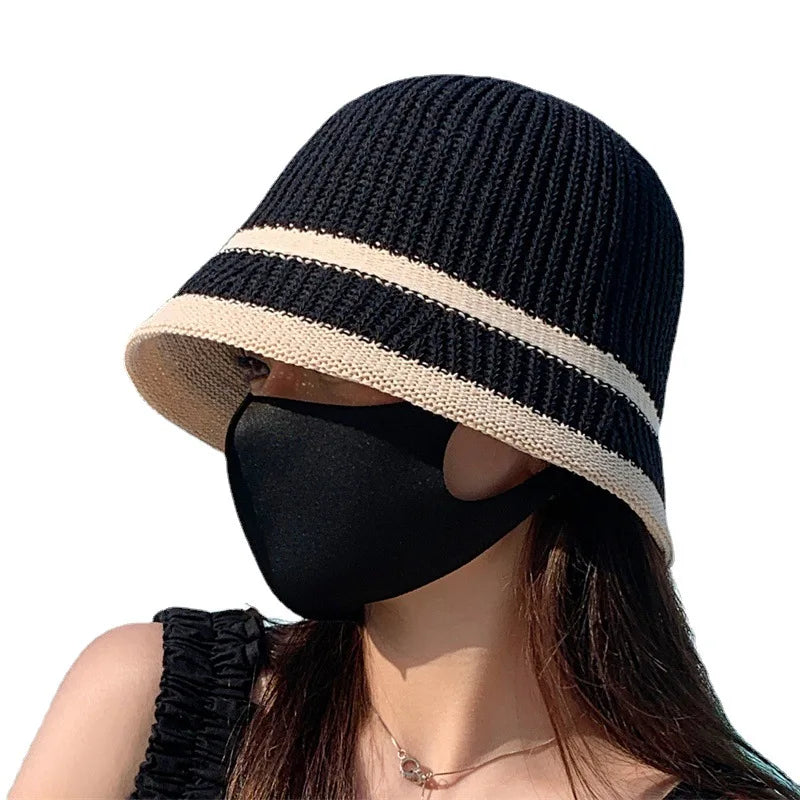 Harajuku Style Knitted Outdoor Unisex Summer Bucket Hat