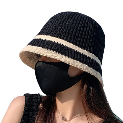 Harajuku Style Knitted Outdoor Unisex Summer Bucket Hat
