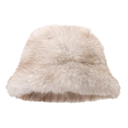 Two Tone Fluffy Long Hair Bucket Hat