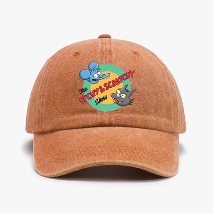 Retro Washed Distressed Print Baseball Cap