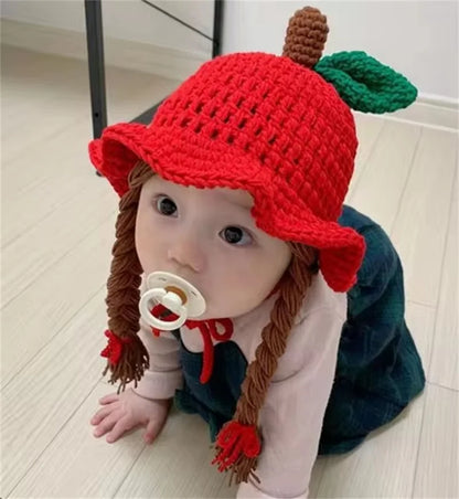 Red Apple Braid Wig Kids Bucket Hat