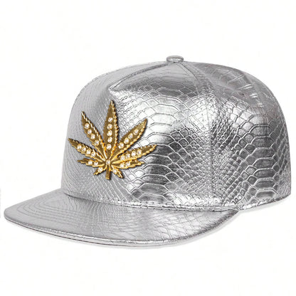 Unisex Maple Leaf Label With Drill Leather Hip-hop Hats