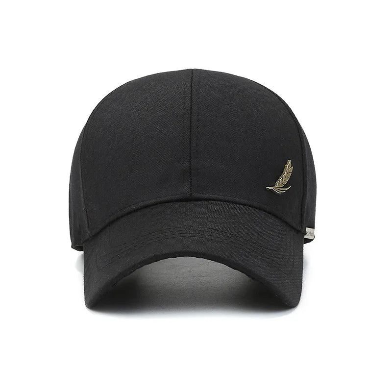 Breathable Wheat Ear Copper Label Baseball Cap