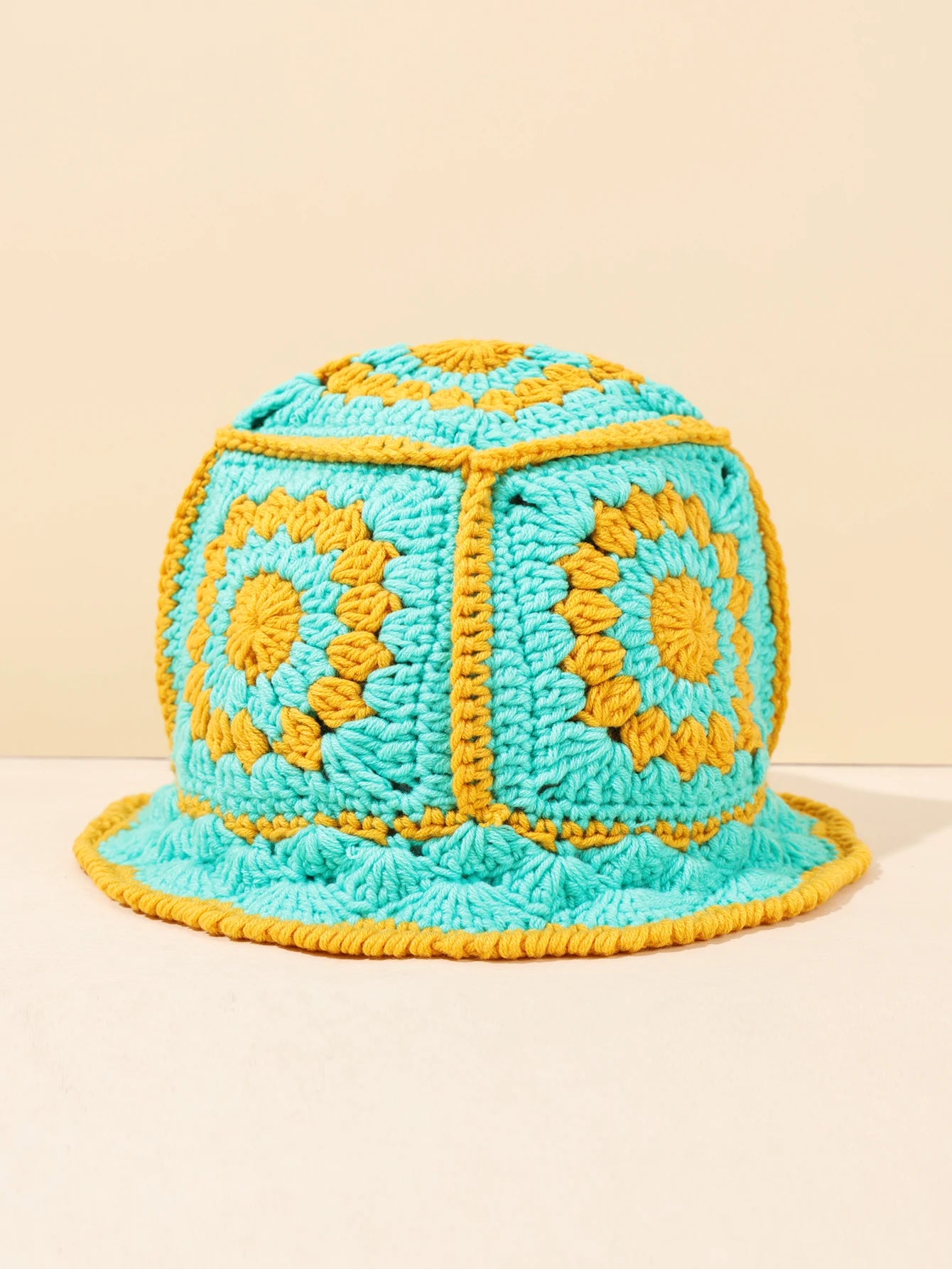 Handmade Vintage Geometric Crochet Bucket Hat