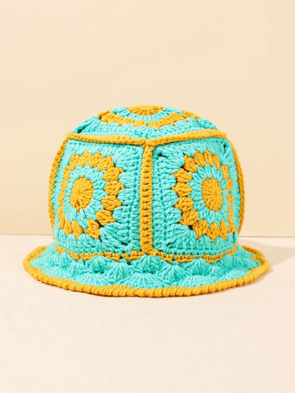 Handmade Vintage Geometric Crochet Bucket Hat