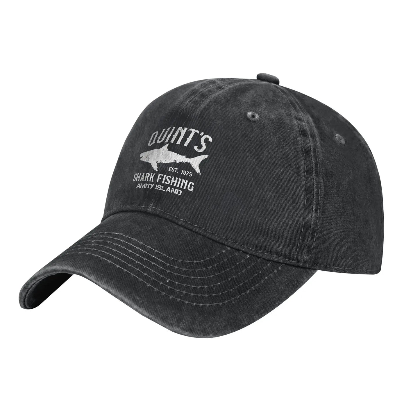 Quint Shark Distressed Washed Jaws Summer Baseball Cap